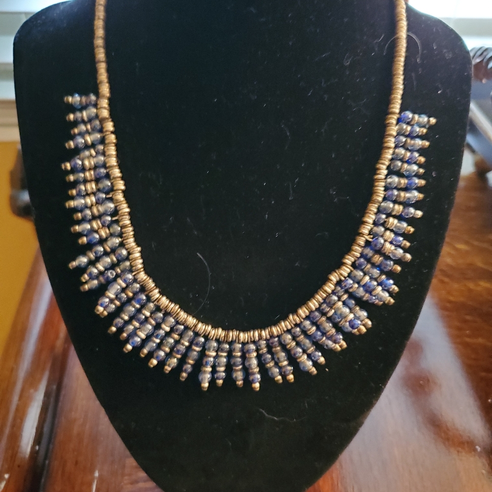 Napier blue &silver beaded necklace